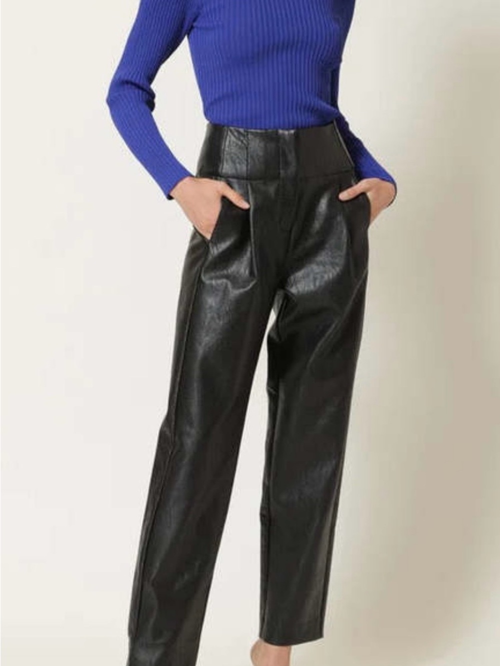 Line & Dot Black Noa Faux Leather Trousers Medium Edgy Streetwear